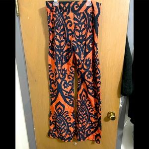 Orange and black design flare summer pants M/L